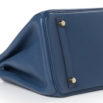 Hermes Chevre Mysore Horseshoe Birkin 30 Bleu de Malte Ciel 8 of 13