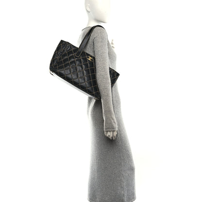 Chanel Calfskin Contrast Stitch Surpique Tote Black 2 of 11