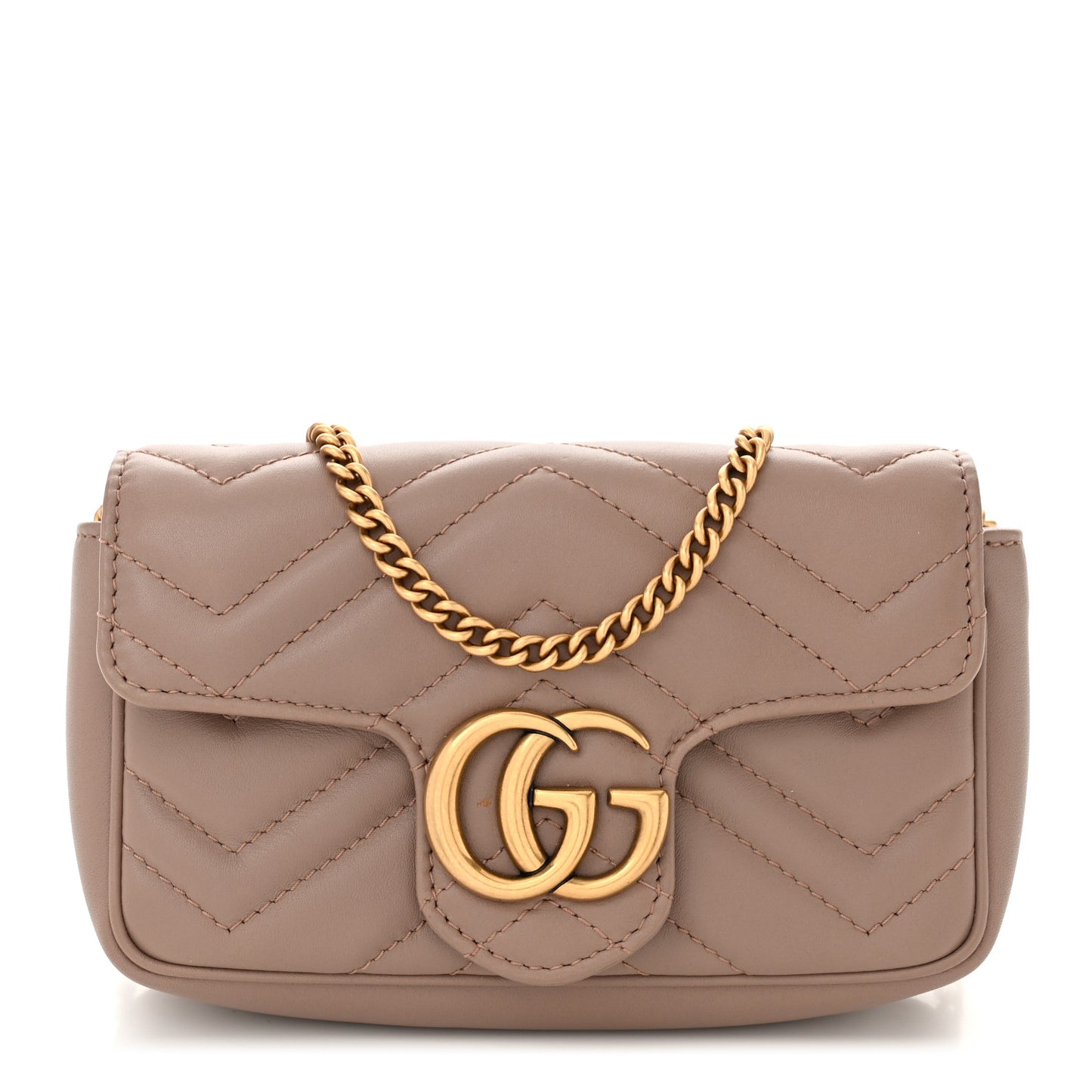 Calfskin Matelasse Super Mini GG Marmont Shoulder Bag Porcelain Rose