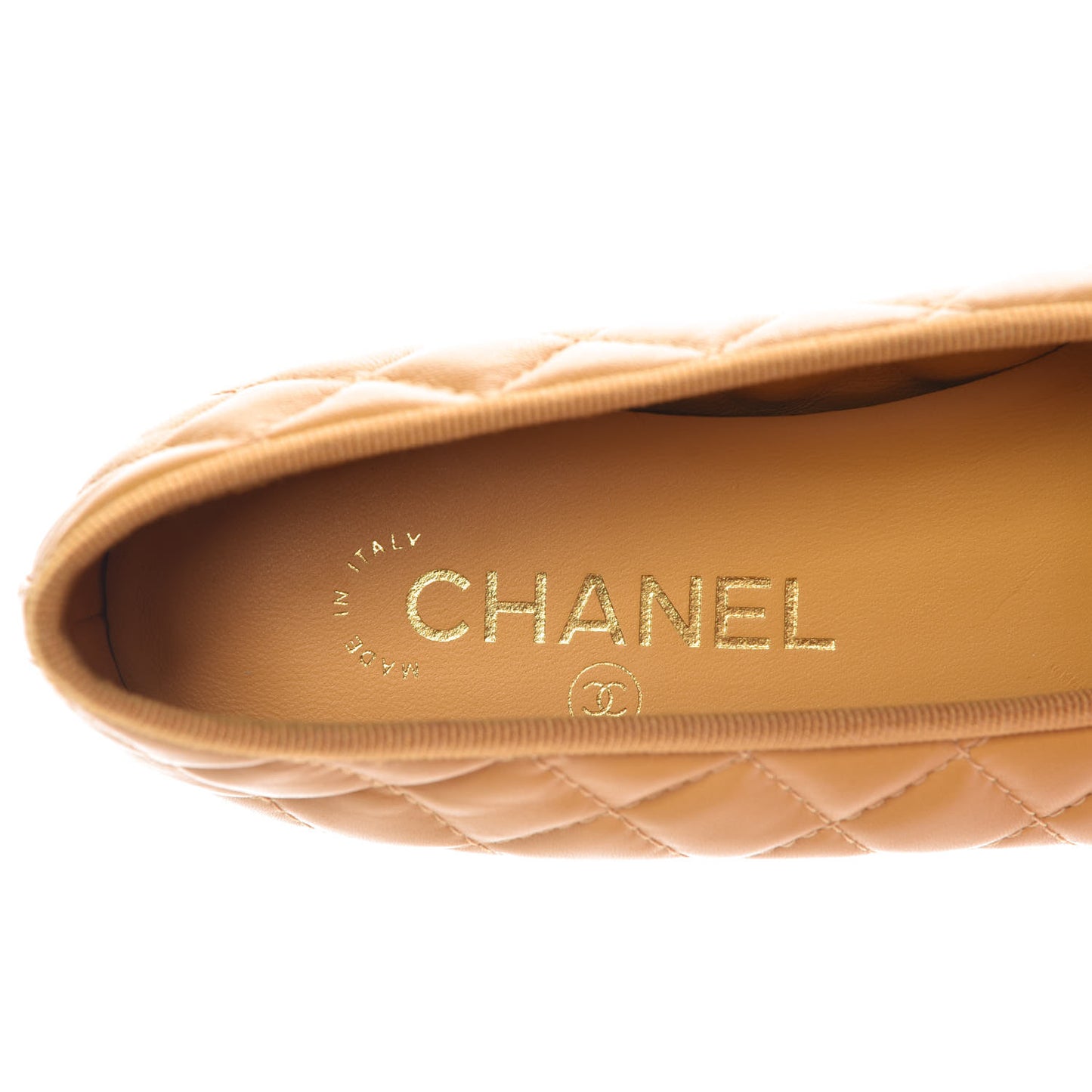 Lambskin Quilted CC Cap Toe Ballerina Flats 37 Yellow