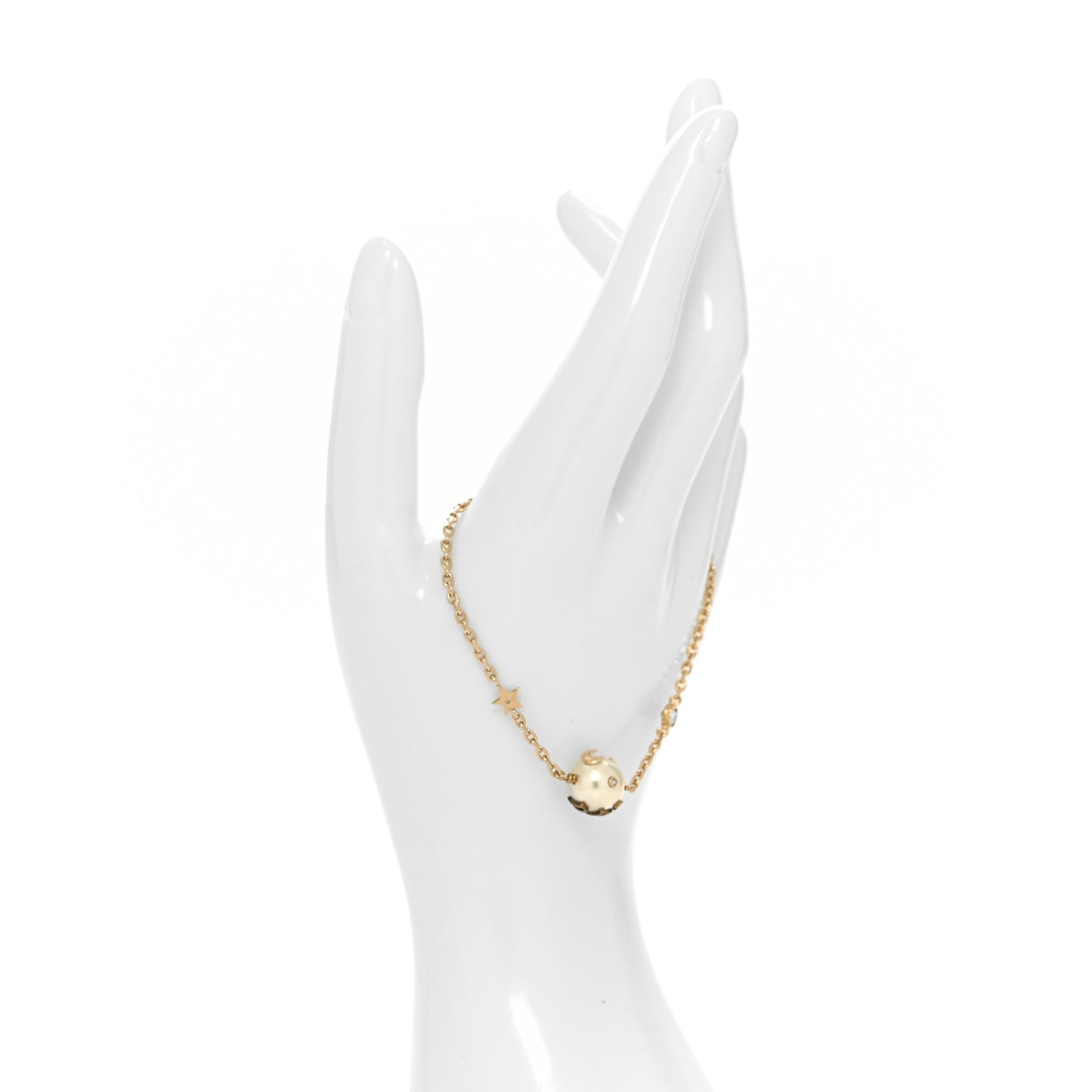 Metal Pearl Logo Bracelet Gold