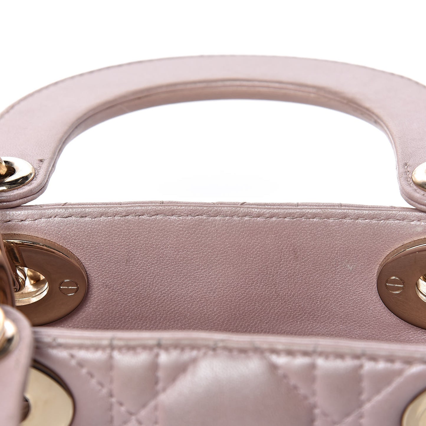 Metallic Lambskin Cannage Mini Lady Dior Lotus
