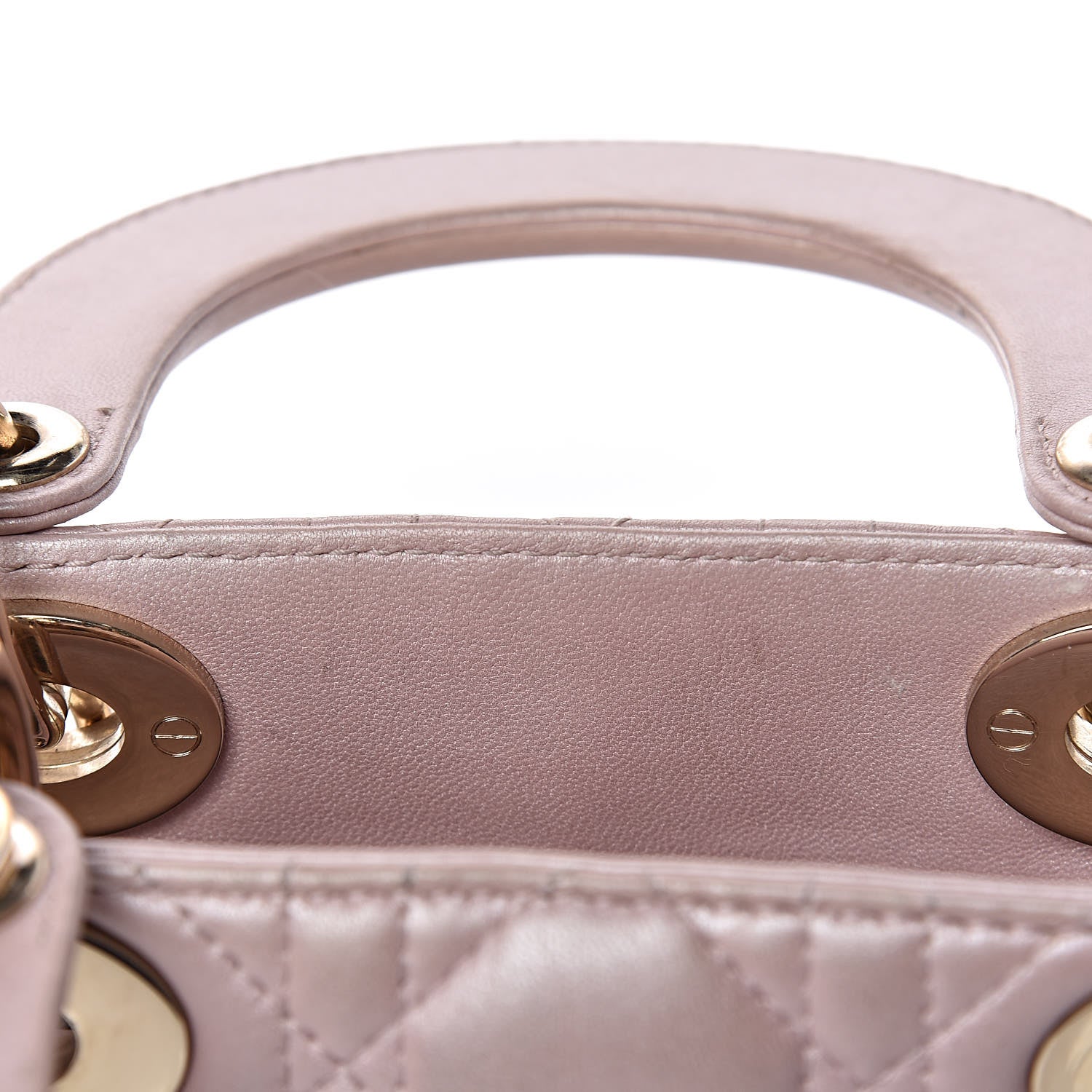 Christian Dior Metallic Lambskin Cannage Mini Lady Dior Lotus 15 of 16