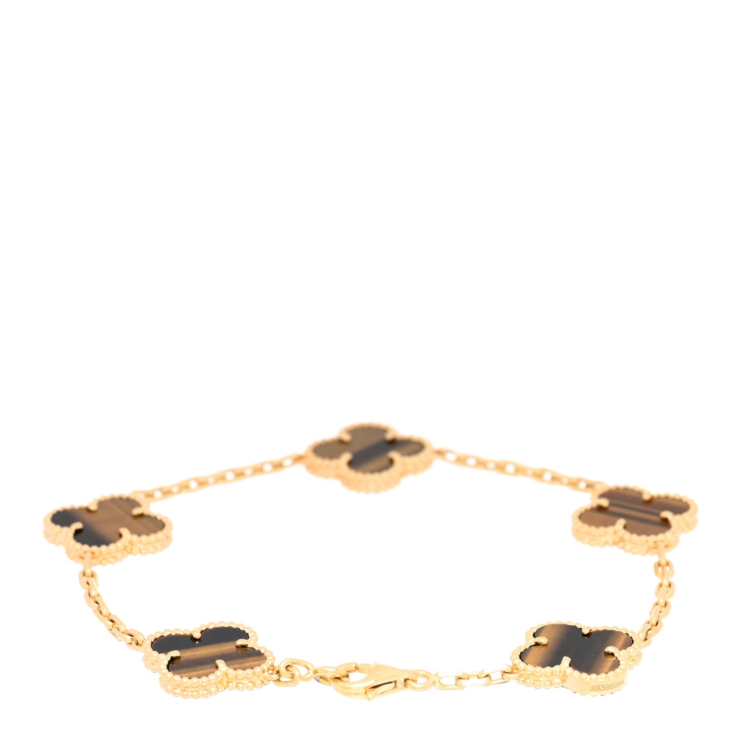 Van Cleef & Arpels 18K Yellow Gold Tiger Eye 5 Motifs Vintage Alhambra Bracelet 2 of 3
