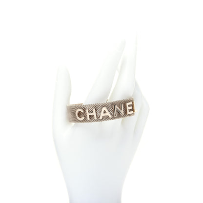 Chanel Metal Mesh Logo Bracelet Gold 2 of 9
