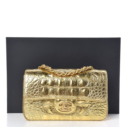Chanel Metallic Calfskin Crocodile Embossed Cocodile Rectangular Mini Flap Gold 10 of 10
