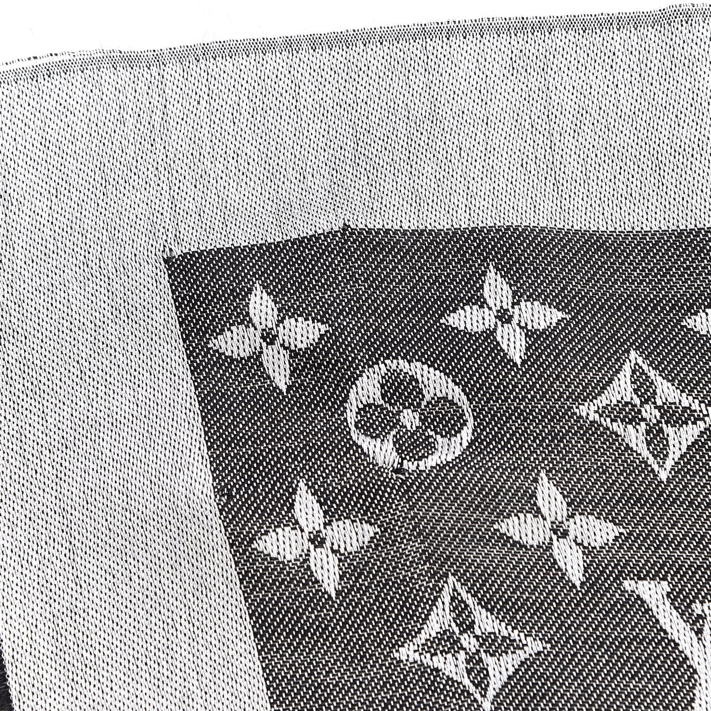 Wool Silk Monogram Denim Shawl