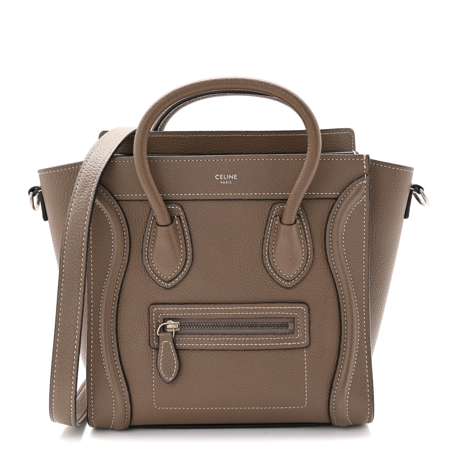 Celine Drummed Calfskin Nano Luggage Souris 1 of 21