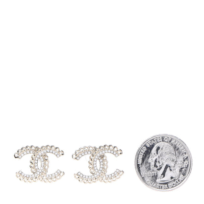 Chanel Crystal Chain CC Earrings Gold 2 of 5