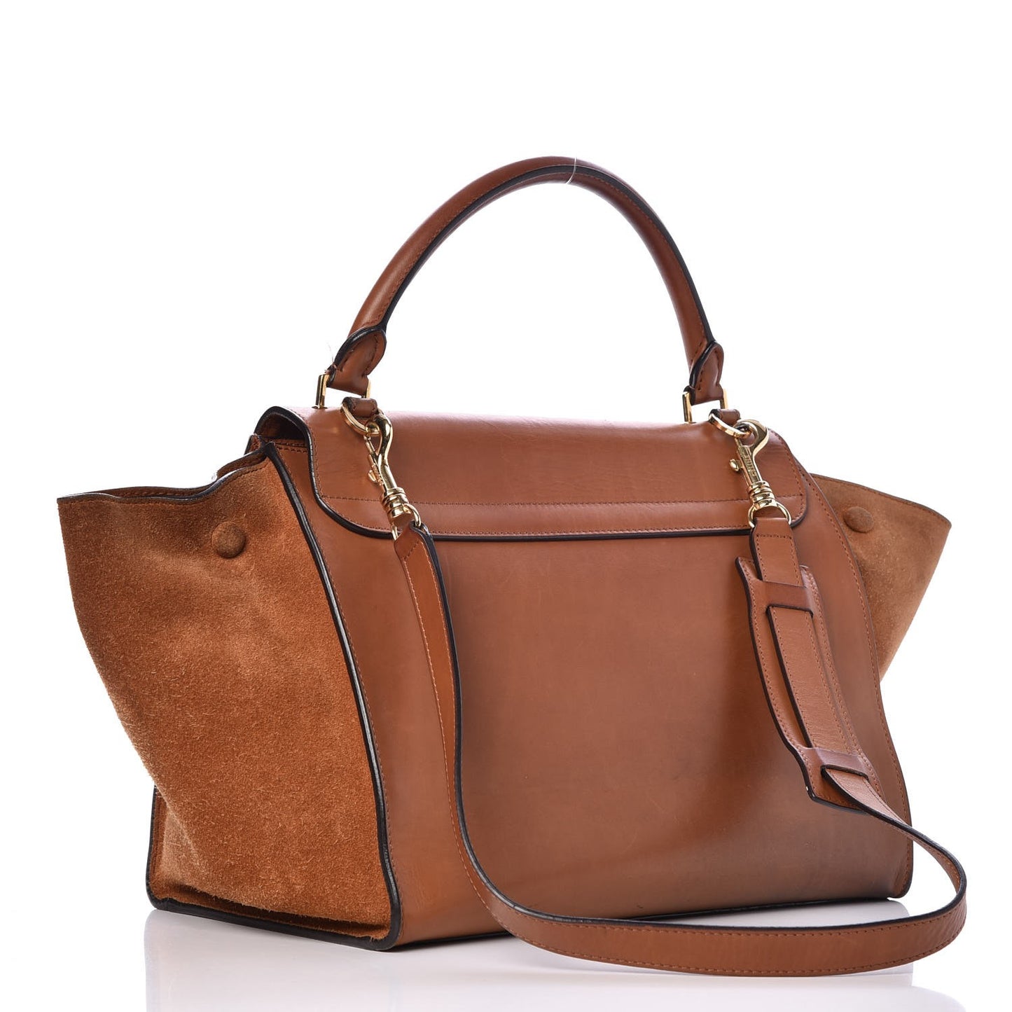 Natural Calfskin Suede Medium Trapeze Tan