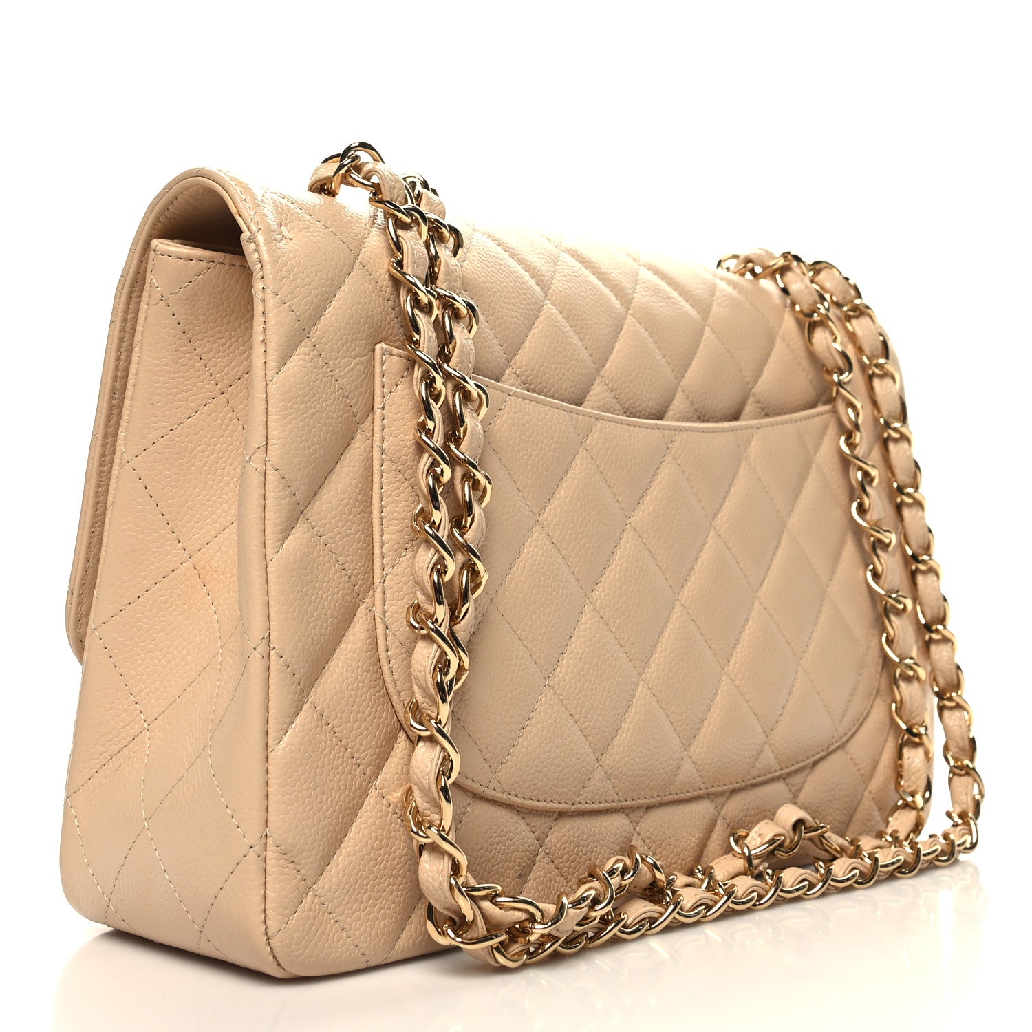 Chanel Caviar Quilted Jumbo Single Flap Beige 3 of 10