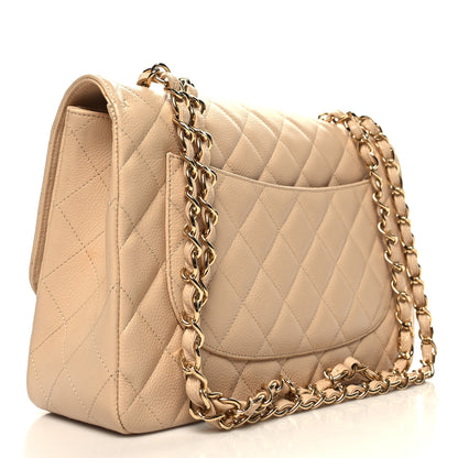 Chanel Caviar Quilted Jumbo Single Flap Beige 3 of 10