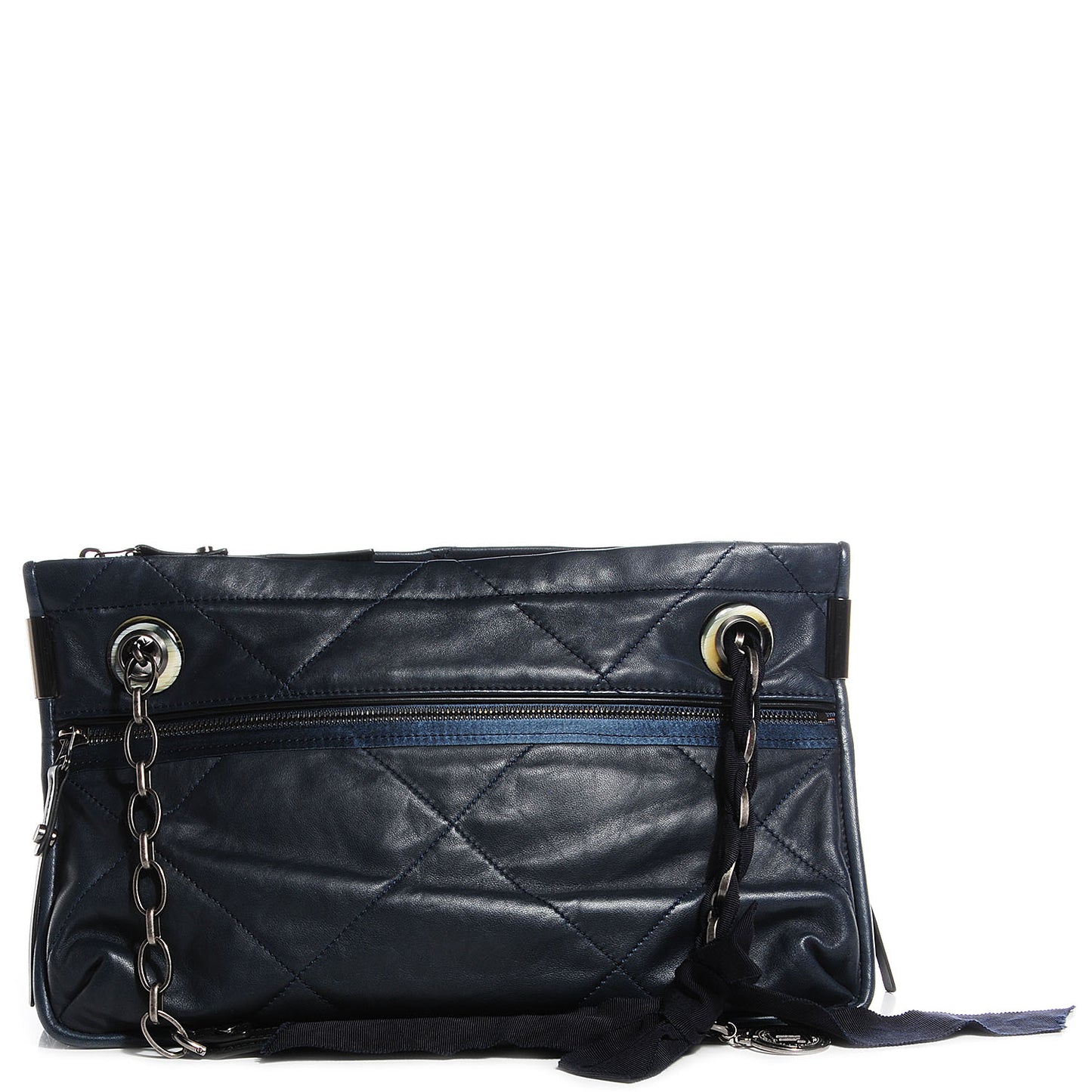 Quilted Lambskin Amalia Medium Shoulder Bag Bleu Nuit