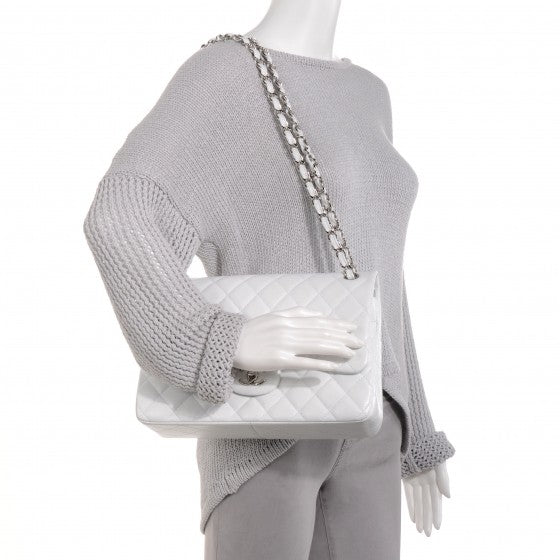 Caviar Jumbo Double Flap White