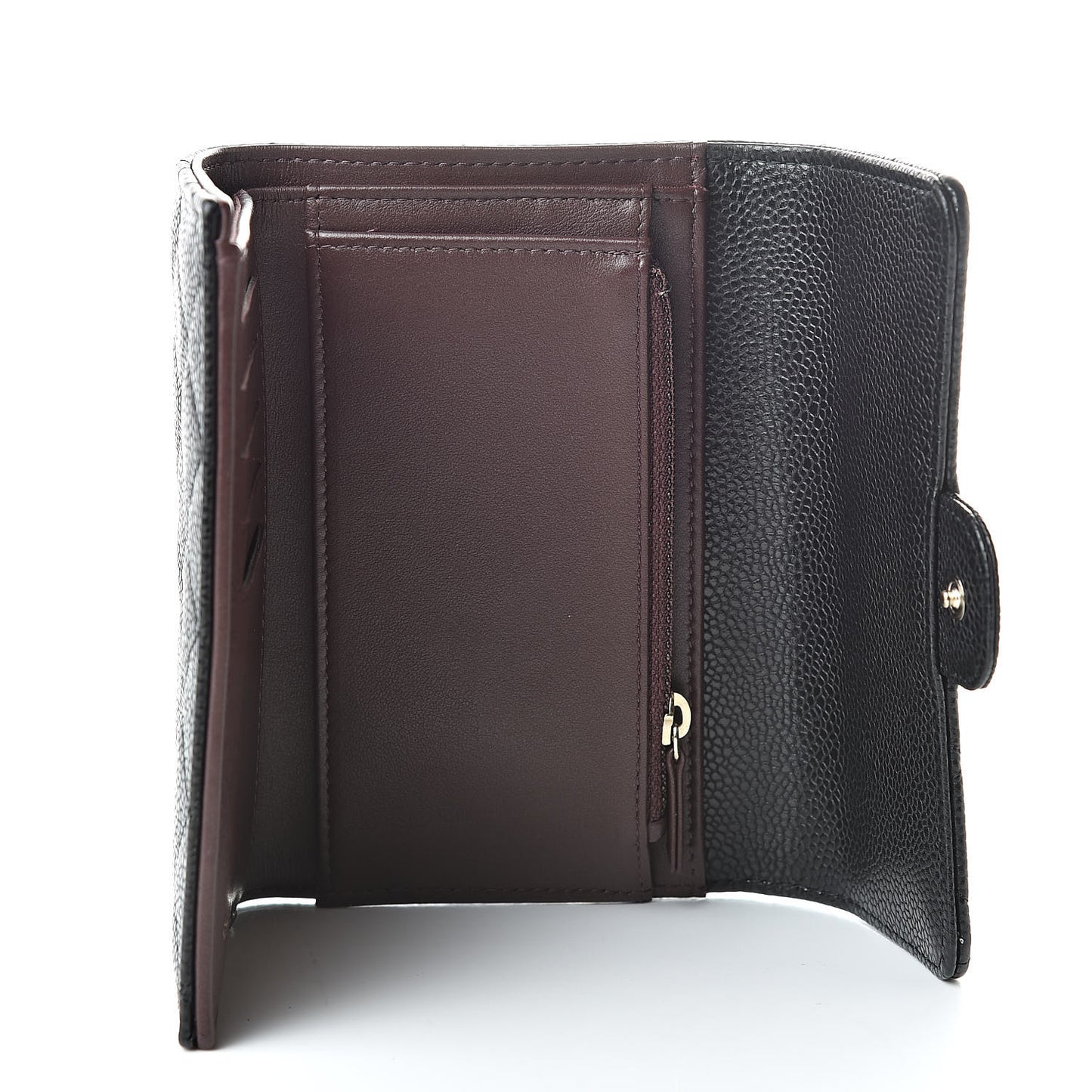 Caviar Quilted Medium Flap Wallet Black