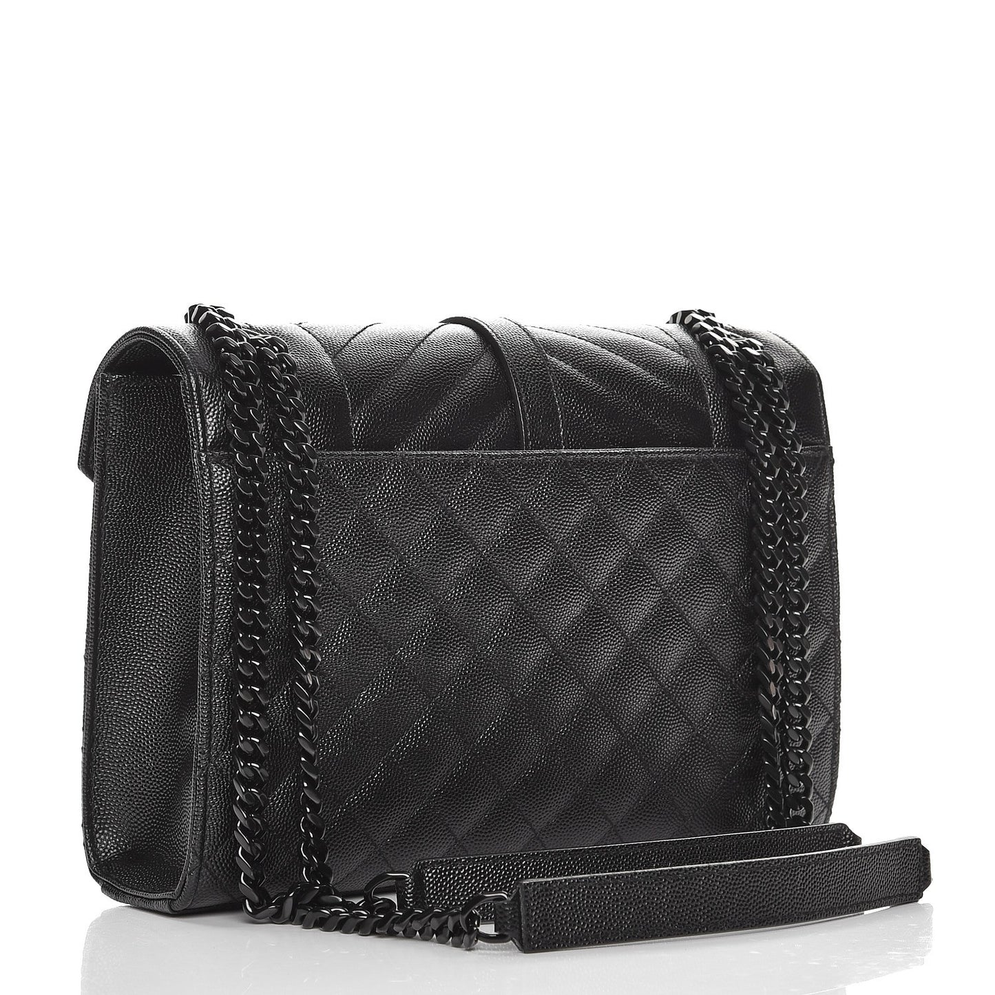 Grain De Poudre Textured Mixed Matelasse Triquilt Medium Monogram Satchel Black