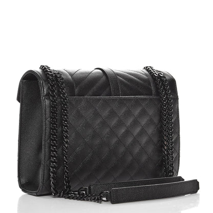 Saint Laurent Grain De Poudre Textured Mixed Matelasse Triquilt Medium Monogram Satchel Black 3 of 7