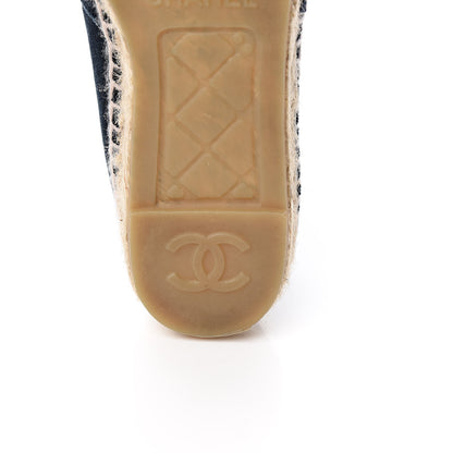 Chanel Velvet CC Espadrilles 36 Dark Navy Black 8 of 10