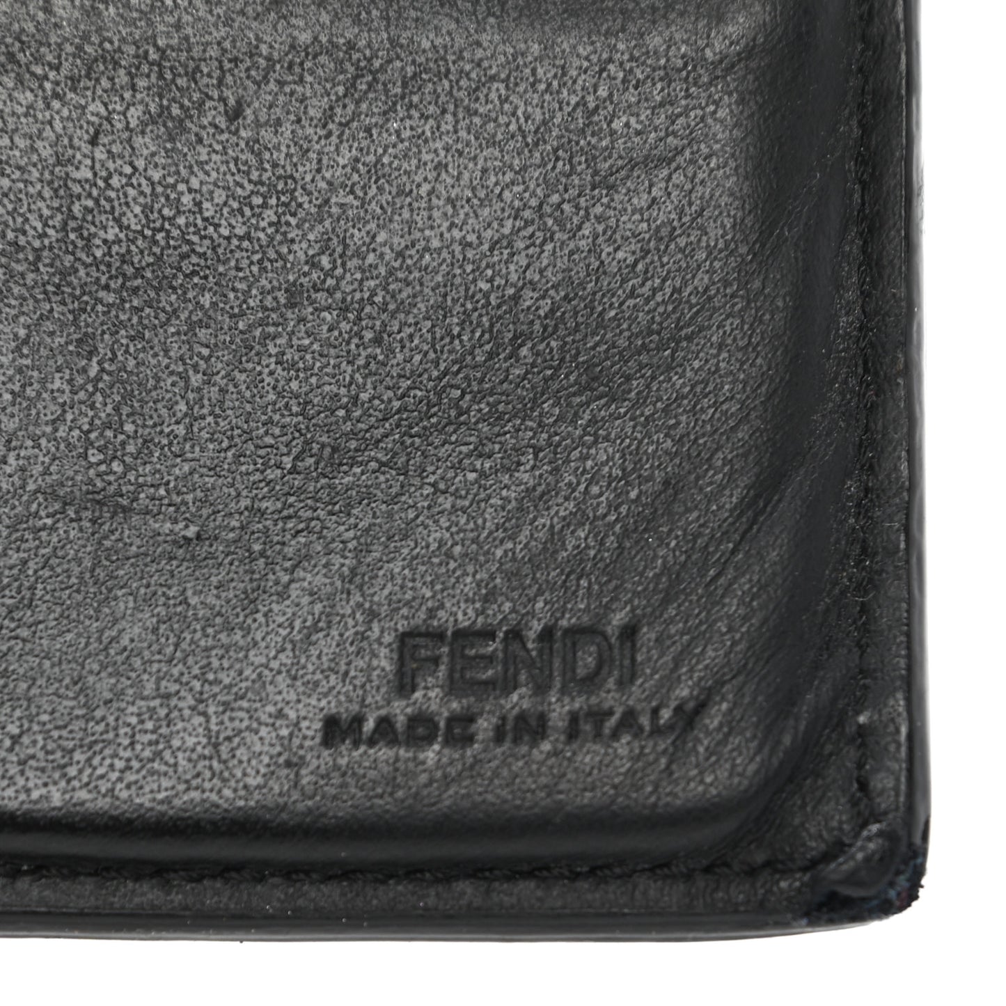 Vitello Century Metal Monster Eyes Bi-Fold Wallet Black