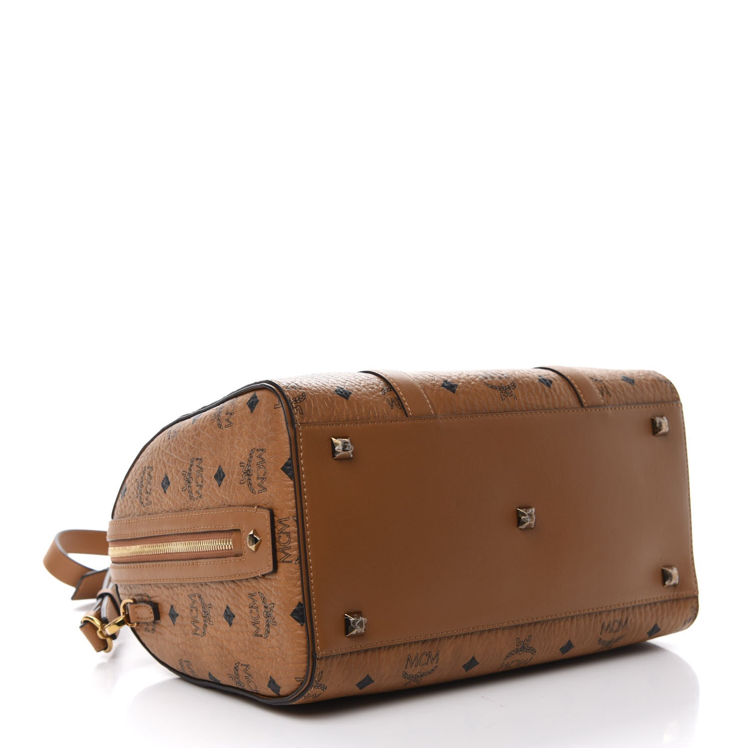 MCM Visetos Medium Boston Bag Cognac 3 of 9