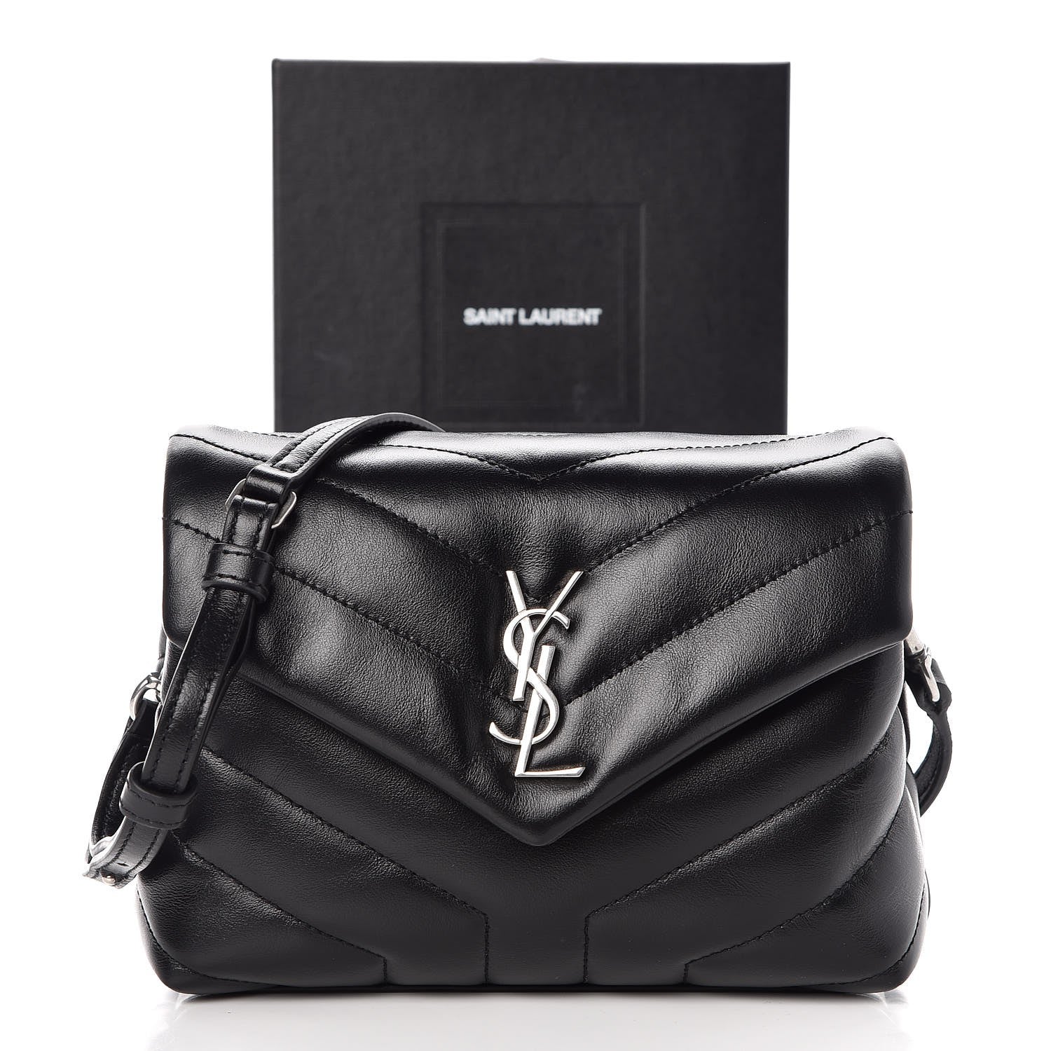 Saint Laurent Calfskin Y Quilted Monogram Toy Loulou Crossbody Bag Black 8 of 8