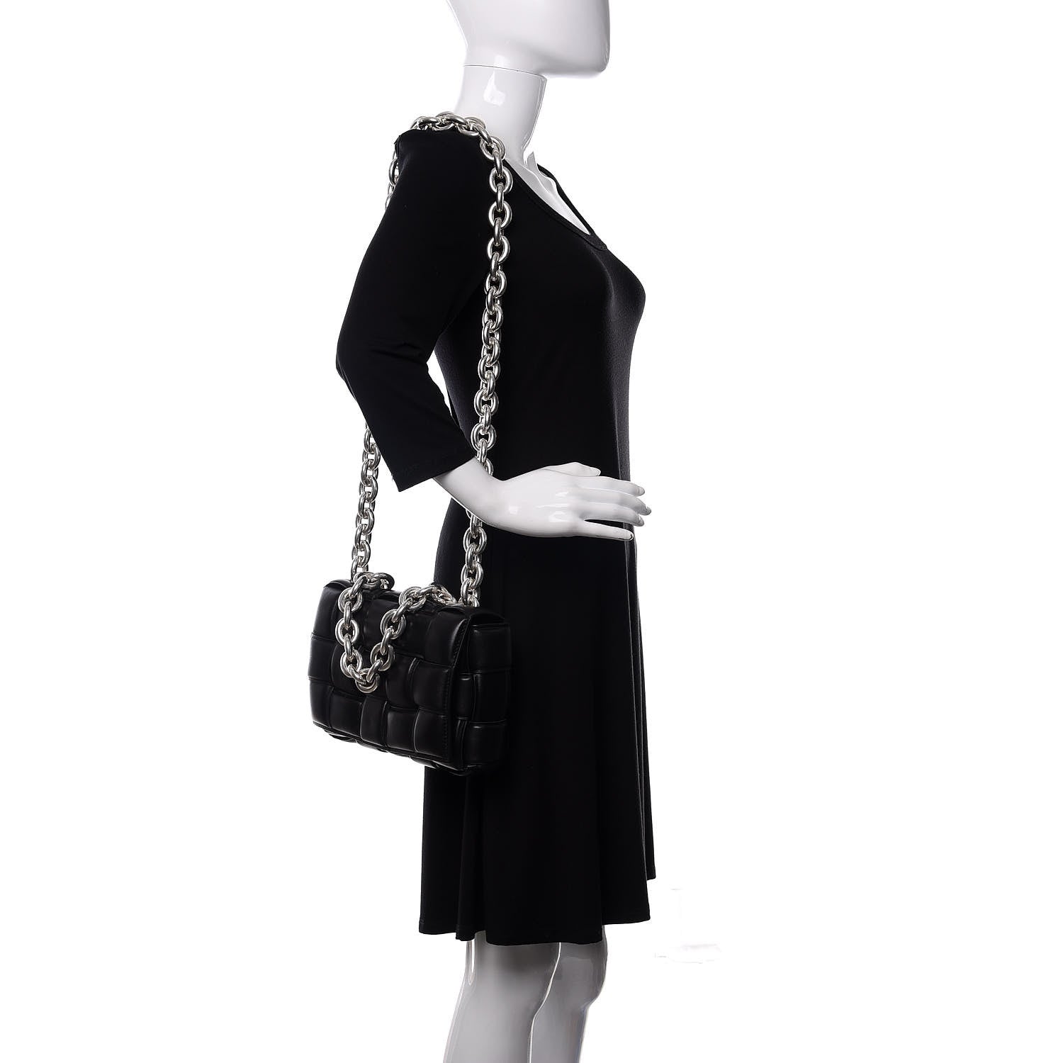 Bottega Veneta Lambskin Maxi Intreccio Padded Chain Cassette Crossbody Bag Black 2 of 10
