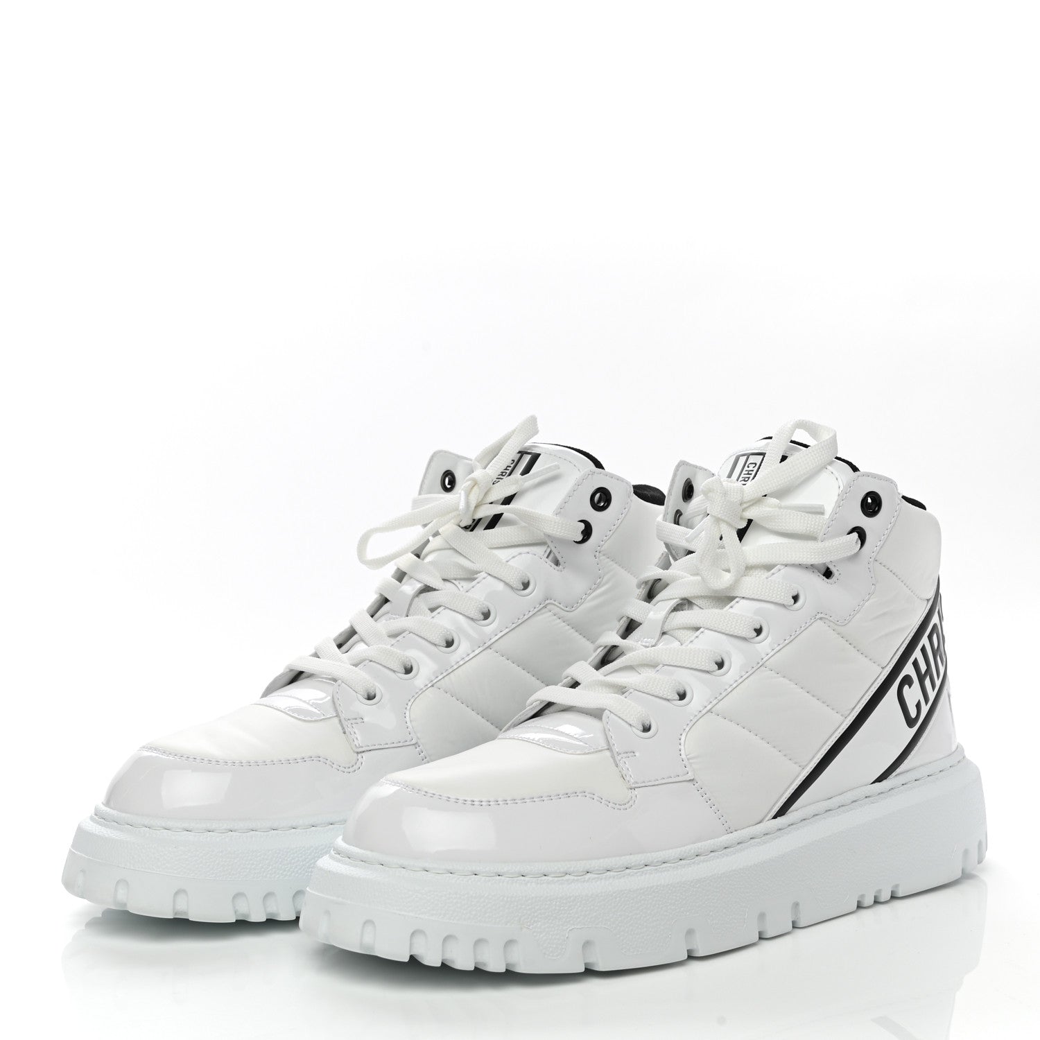Christian Dior Nylon Fabric Womens D-Player High Top Sneakers 40 White Black 3 of 9