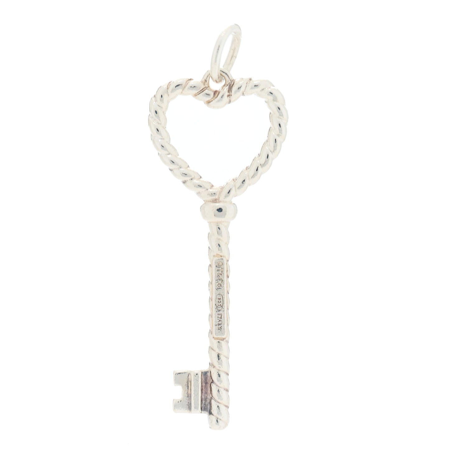 Sterling Silver Twist Heart Key Pendant