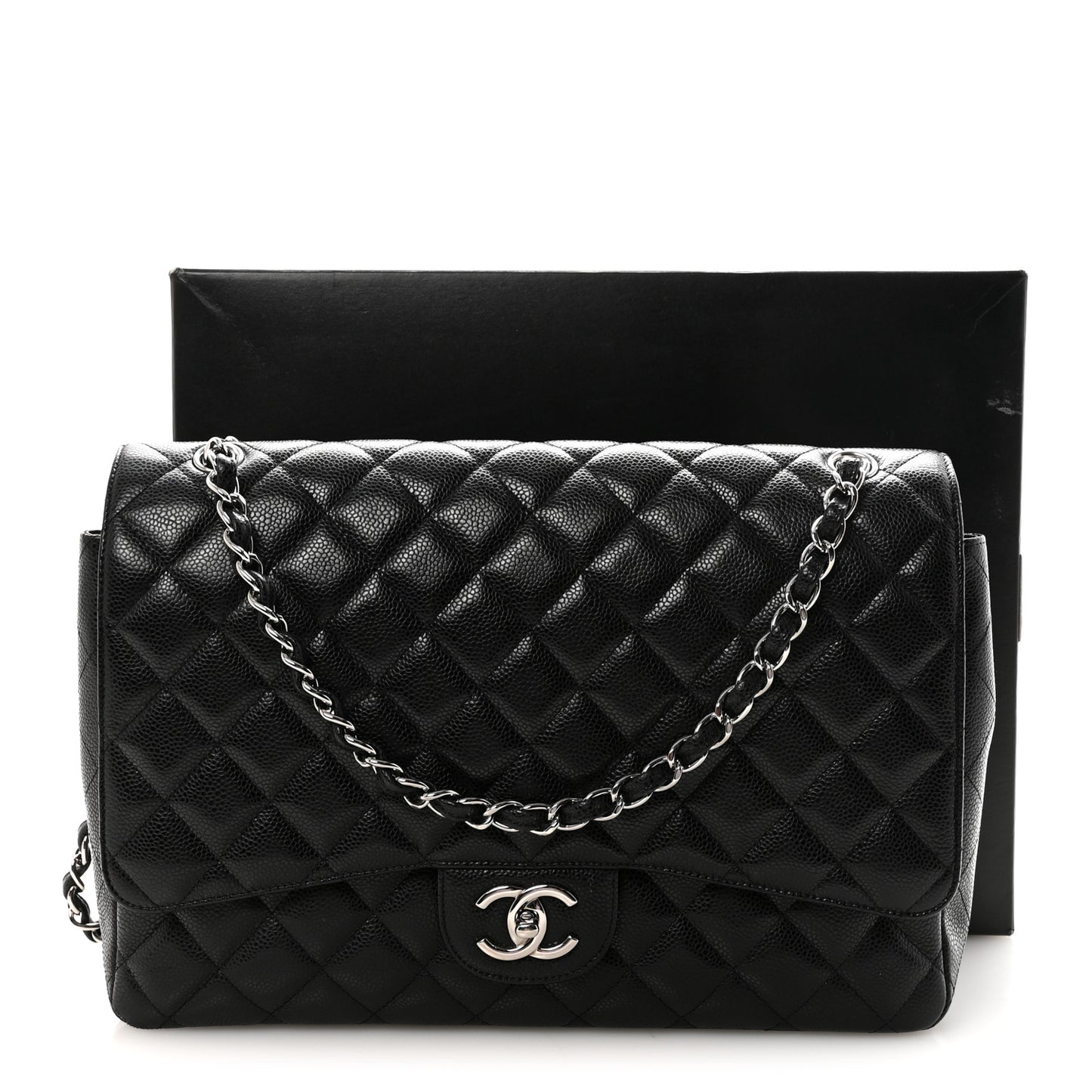 Caviar Quilted Maxi Double Flap Black