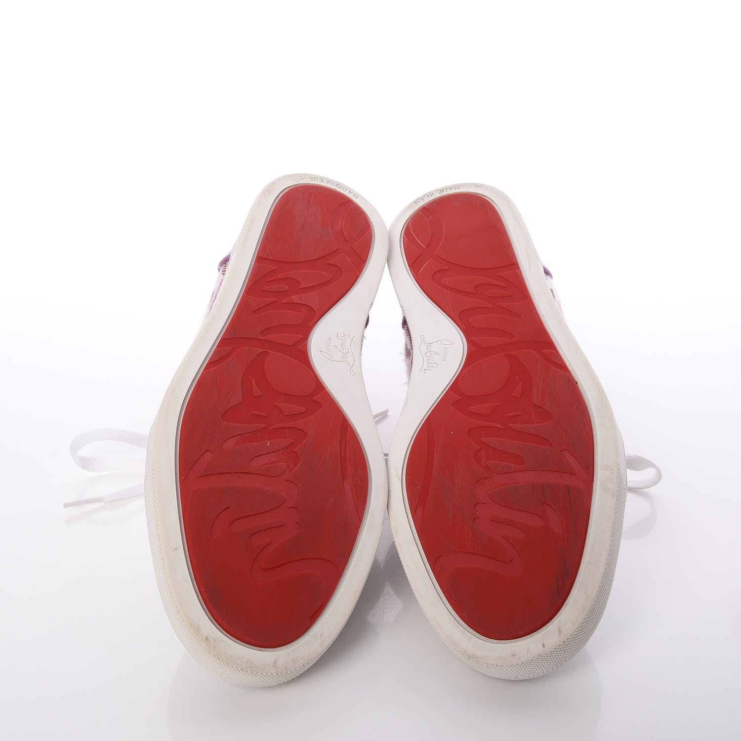 Christian Louboutin Metallic Fabric Lurex Embellished Lips Print Gondolastrass Sneakers 41 White 7 of 10