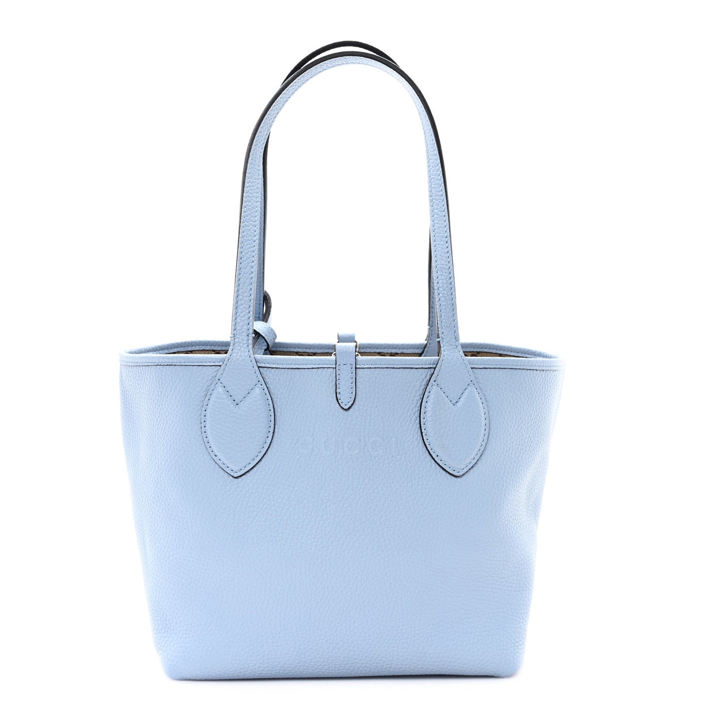 Gucci Grained Calfskin Monogram Small Totissima Reversible Tote Light Blue 11 of 17