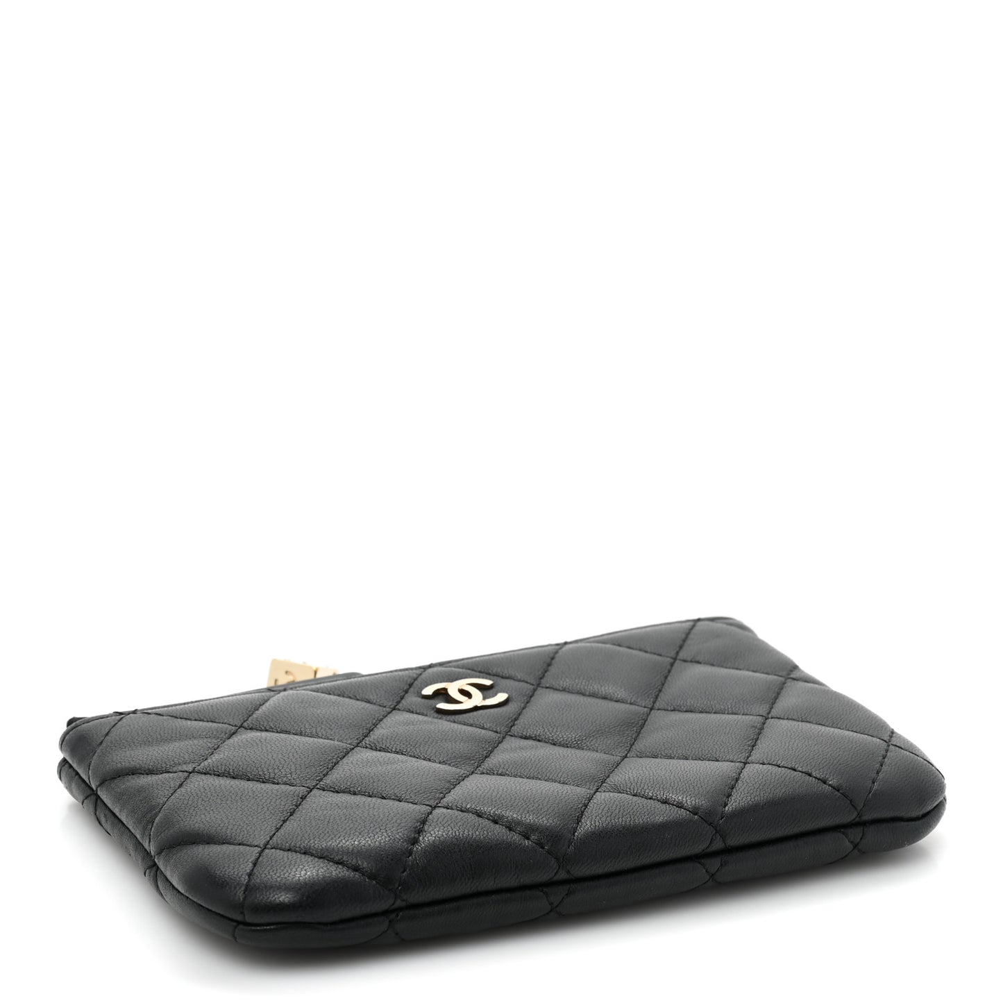 Lambskin Quilted Small Casino Cosmetic Case Black