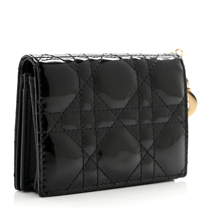 Christian Dior Patent Cannage Small Lady Dior Flap Card Holder Black 3 of 7