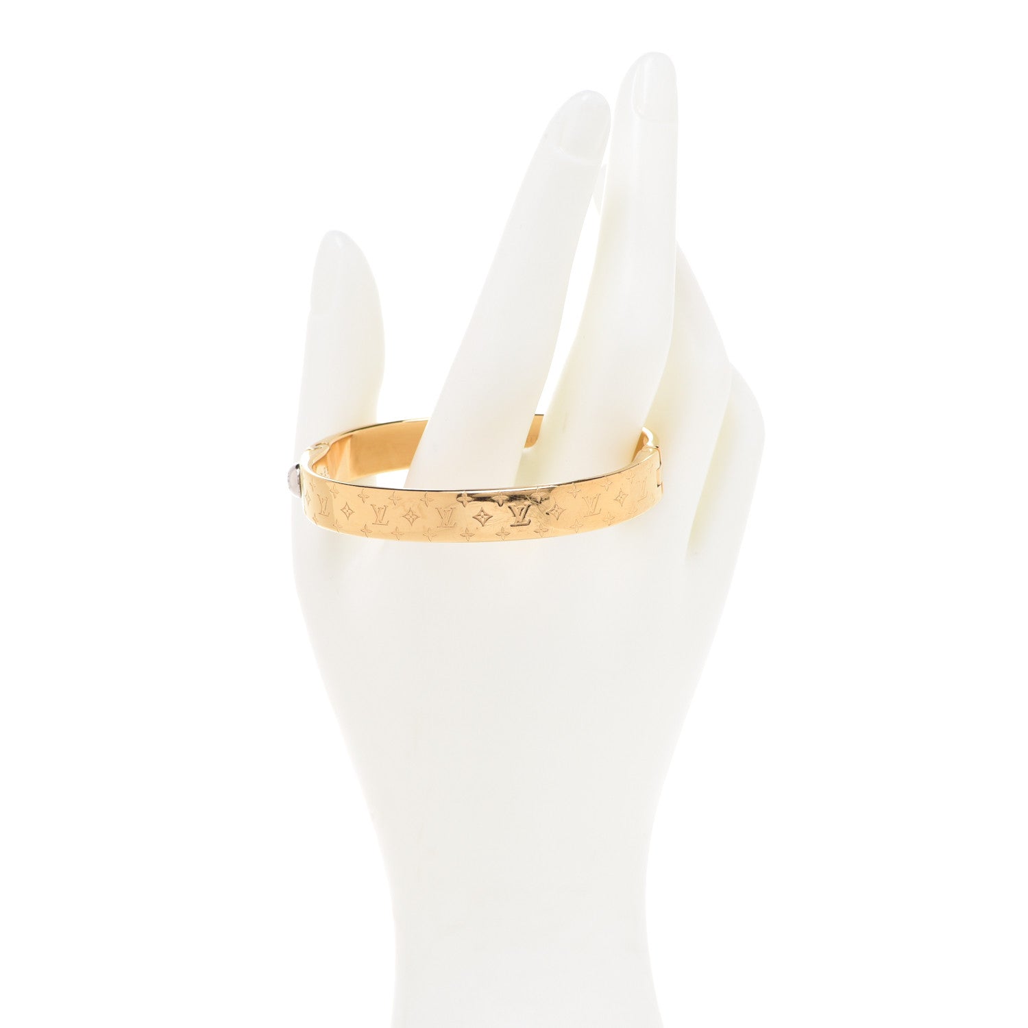 Louis Vuitton Brass Monogram Nanogram Cuff M Gold 2 of 6