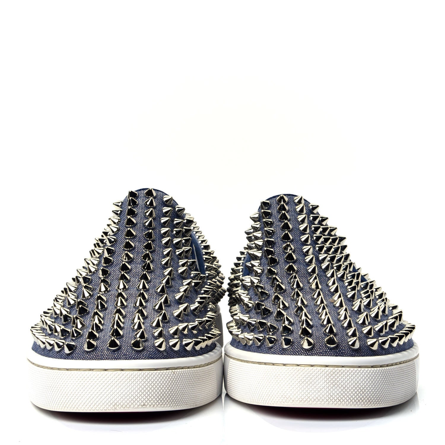 Christian Louboutin Denim Chain Spikes Mens Roller Boat Flat 42 Blue 2 of 6