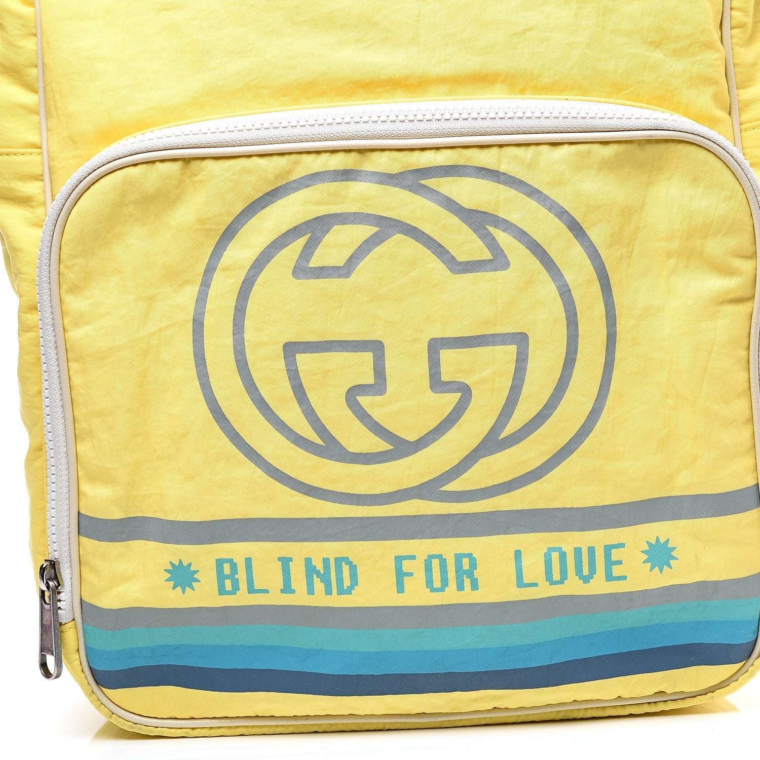 Gucci Nylon Twill Blind For Love Interlocking G Backpack Pastel Yellow Multicolor 10 of 10