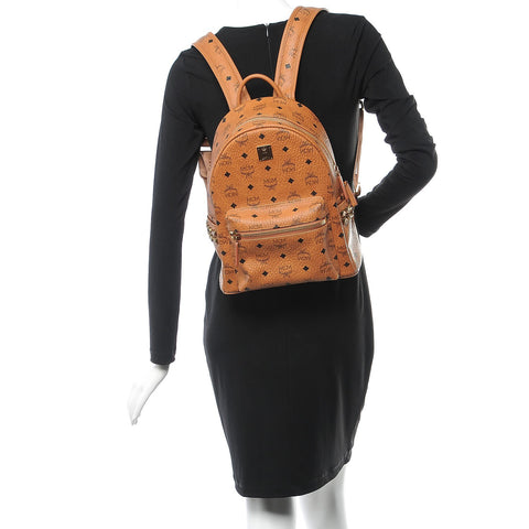 Striped Visetos Small Stud Stark Backpack Cognac