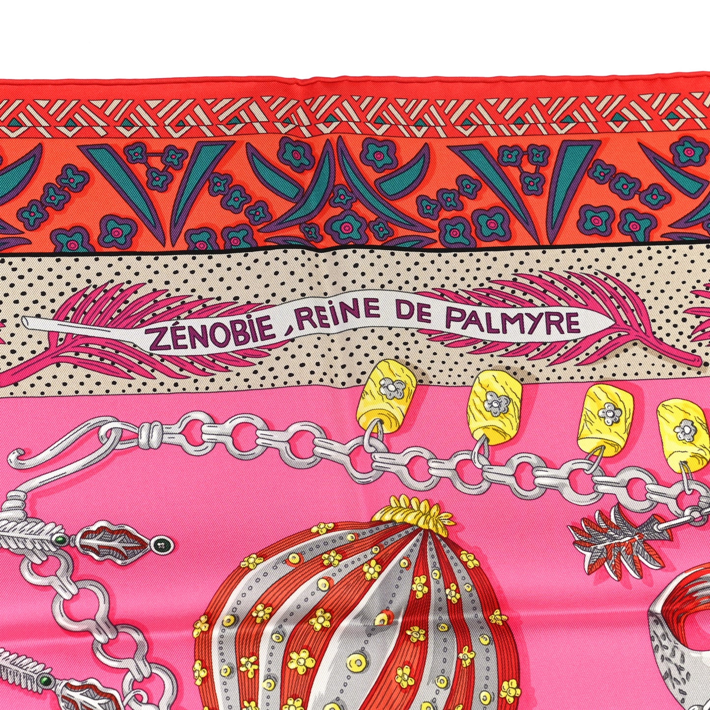 Silk Zenobie Reine De Palmyre Scarf 90 Rose Vif Orange Mastic