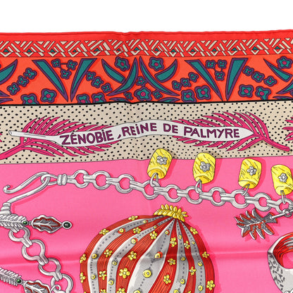 Hermes Silk Zenobie Reine De Palmyre Scarf 90 Rose Vif Orange Mastic 4 of 6