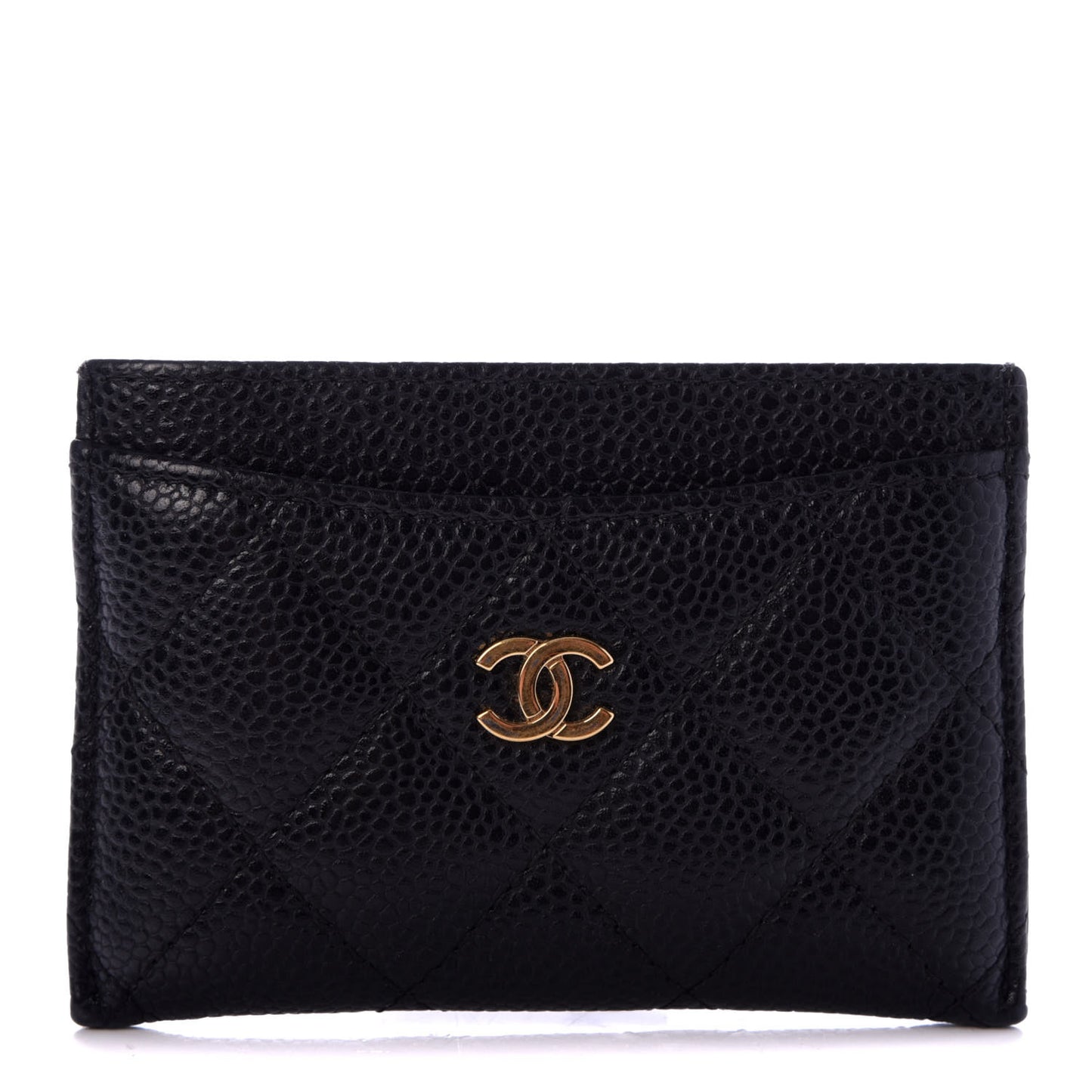 Caviar Quilted Card Holder Black
