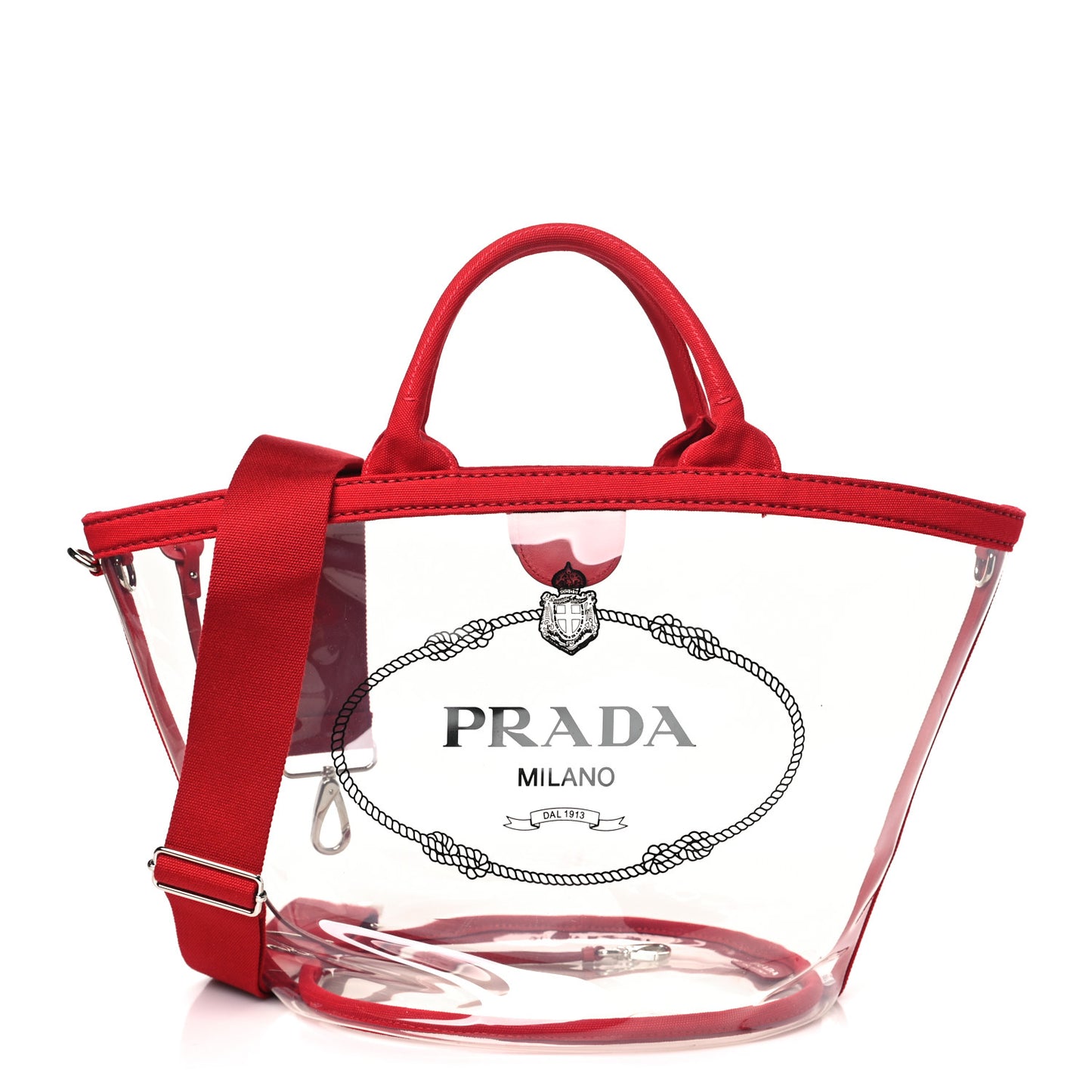Plexiglass Calfskin Small Shopper Tote Rosso