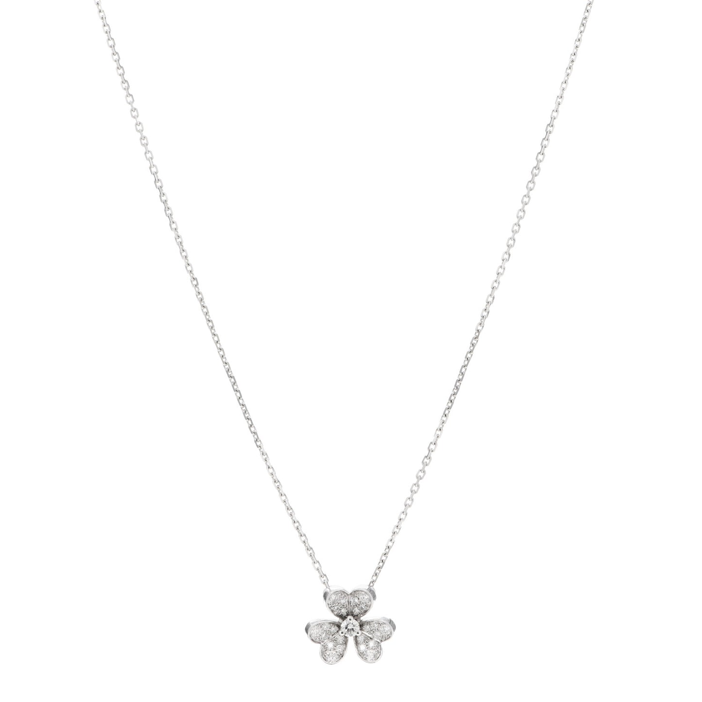 18K White Gold Diamond Mini Frivole Pendant Pave Necklace