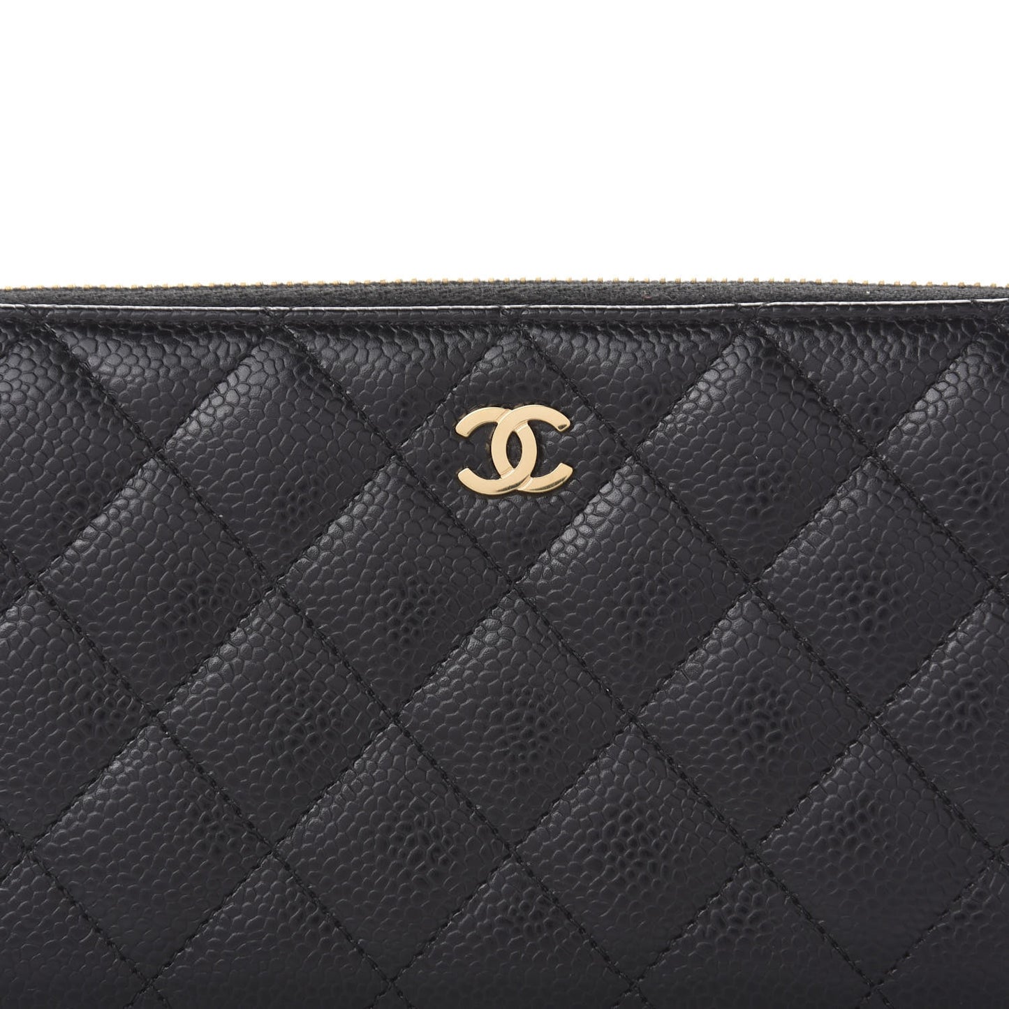 Caviar Quilted Large Gusset Zip Around Wallet Black