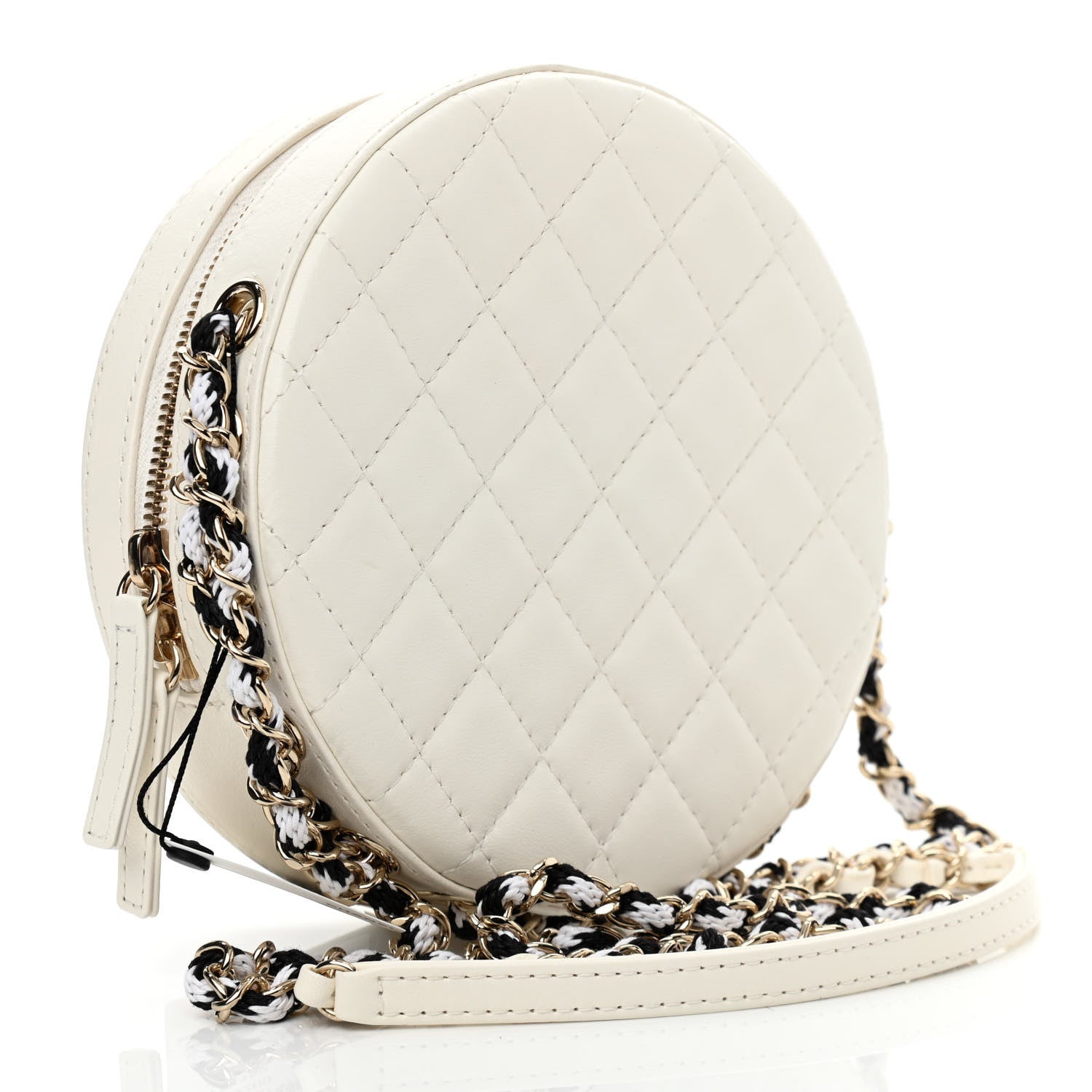 Chanel Lambskin Coco Lifesaver Round Bag Black White 2 of 10