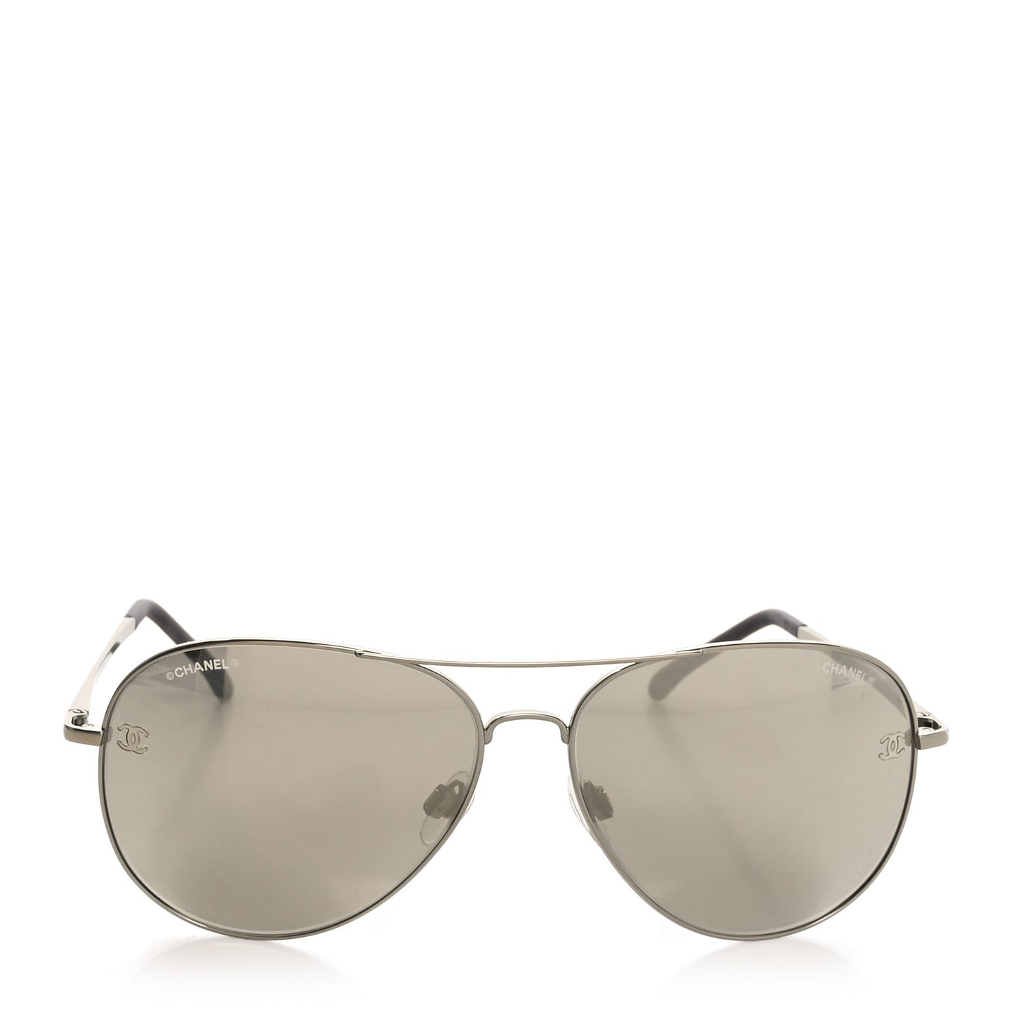 Metal Polarized CC Aviator Sunglasses 4189-T-Q Silver