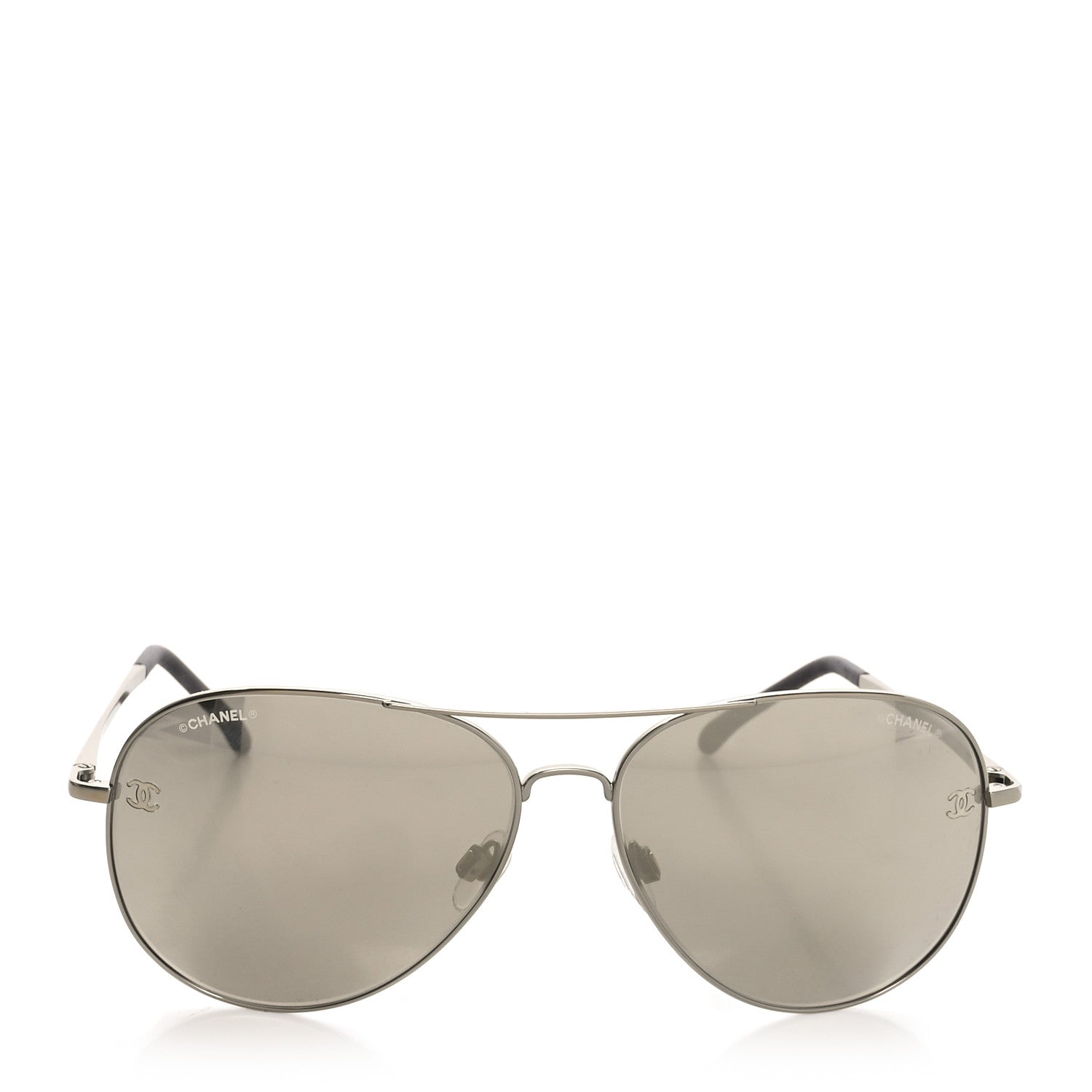 Chanel Metal Polarized CC Aviator Sunglasses 4189-T-Q Silver 2 of 7