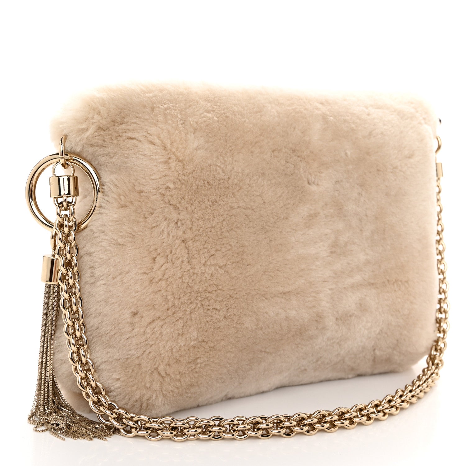 Jimmy Choo Faux Fur Callie Shoulder Bag Beige 3 of 9