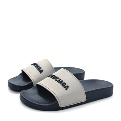 Balenciaga Rubber Womens Logo Pool Slide Sandals 37 Black Grey 3 of 8