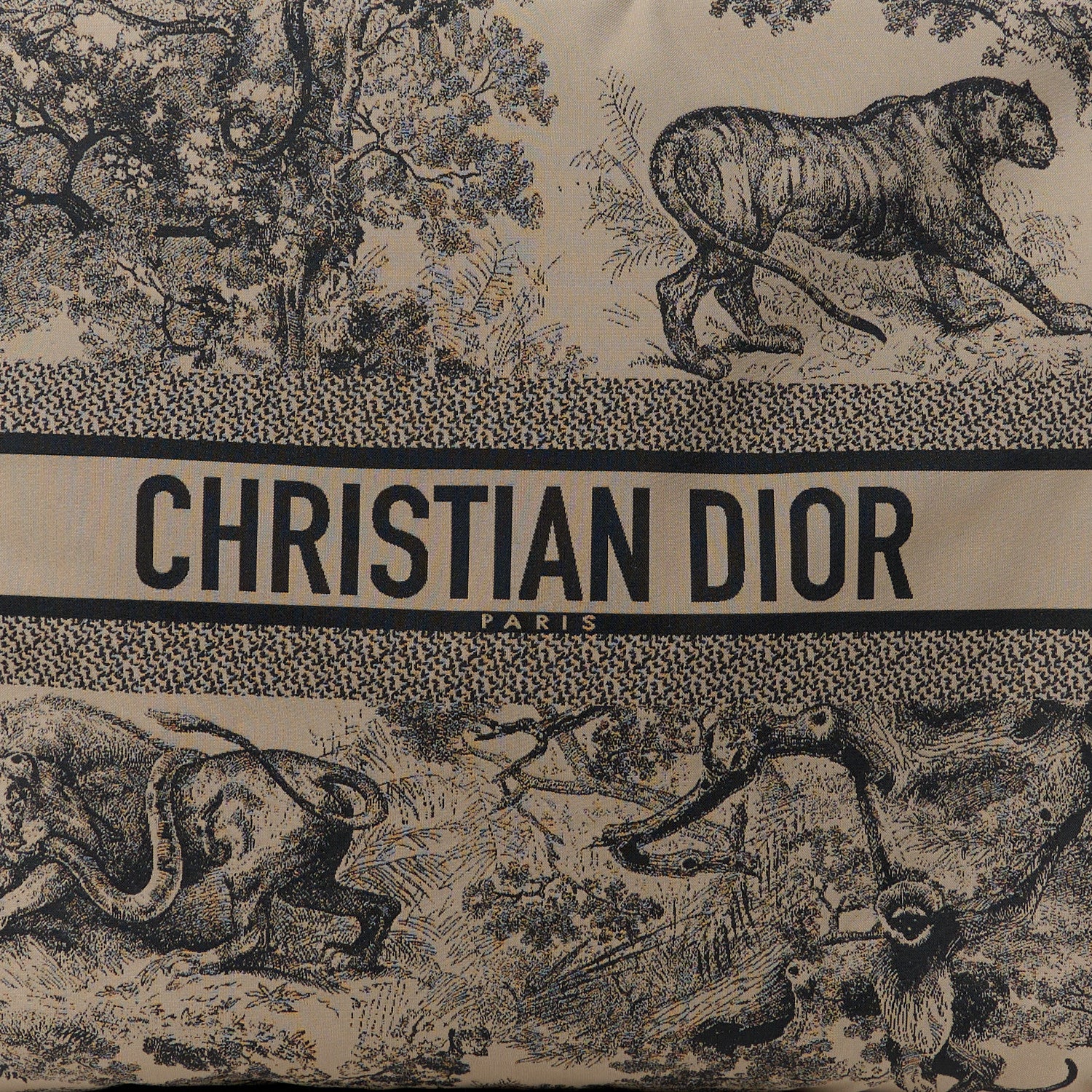 Christian Dior Canvas Embroidered Toile De Jouy Diortravel Zipped Pouch Brown 7 of 9