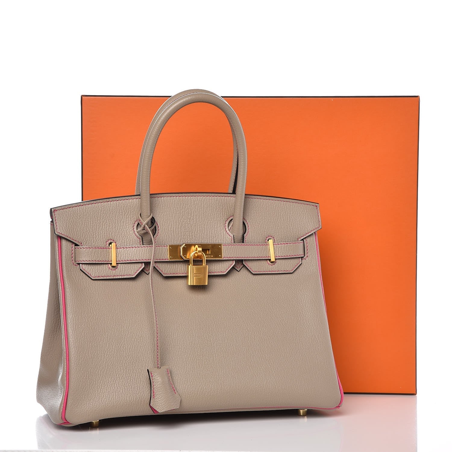 Hermes Chevre Mysore Horseshoe Birkin 30 Gris Tourterelle Rose Tyrien 32 of 32